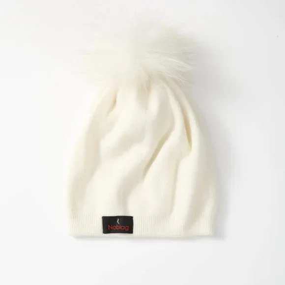 Noblag Women\'s Cashmere Beige Beanies, Scarves Genuine Raccoon Hats Noblag Luxury Women main image 2